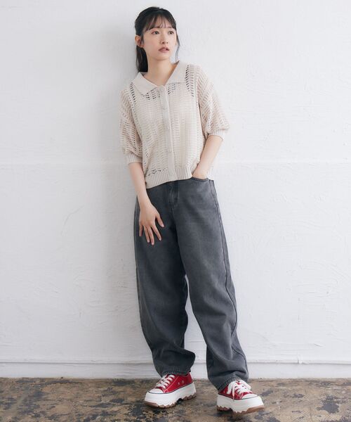RETRO GIRL（レトロガール）の「カーブデニムPT（デニムパンツ・レディース・ケミカルウォッシュ/ブルー系その他5/ブラック/ブルー・FREE）」の9枚目の写真