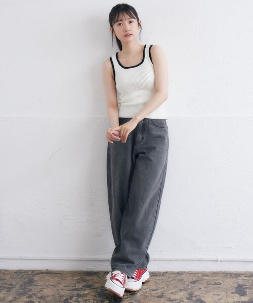 RETRO GIRL（レトロガール）の「カーブデニムPT（デニムパンツ・レディース・ケミカルウォッシュ/ブルー系その他5/ブラック/ブルー・FREE）」の10枚目の写真