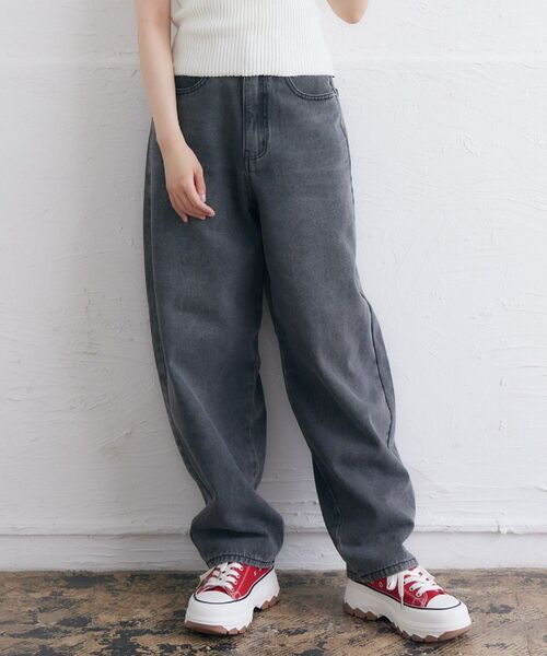 RETRO GIRL（レトロガール）の「カーブデニムPT（デニムパンツ・レディース・ケミカルウォッシュ/ブルー系その他5/ブラック/ブルー・FREE）」の11枚目の写真