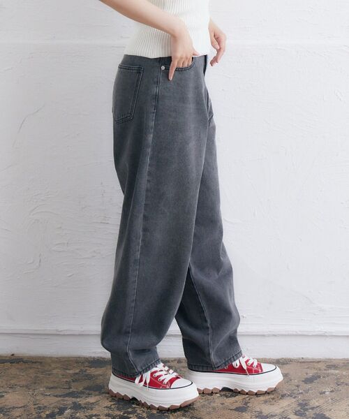 RETRO GIRL（レトロガール）の「カーブデニムPT（デニムパンツ・レディース・ケミカルウォッシュ/ブルー系その他5/ブラック/ブルー・FREE）」の12枚目の写真