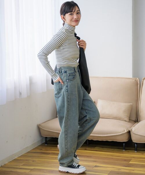 RETRO GIRL（レトロガール）の「カーブデニムPT（デニムパンツ・レディース・ケミカルウォッシュ/ブルー系その他5/ブラック/ブルー・FREE）」の16枚目の写真