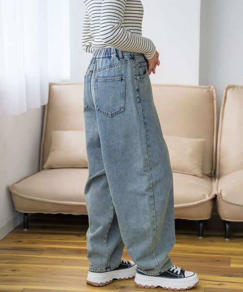 RETRO GIRL（レトロガール）の「カーブデニムPT（デニムパンツ・レディース・ケミカルウォッシュ/ブルー系その他5/ブラック/ブルー・FREE）」の21枚目の写真