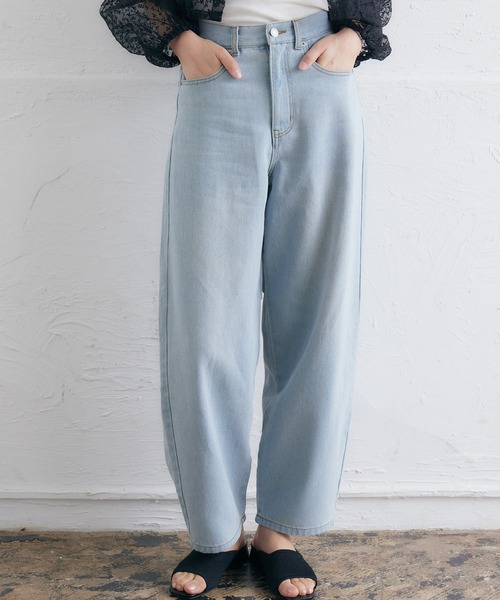 RETRO GIRL（レトロガール）の「カーブデニムPT（デニムパンツ・レディース・ケミカルウォッシュ/ブルー系その他5/ブラック/ブルー・FREE）」の4枚目の写真