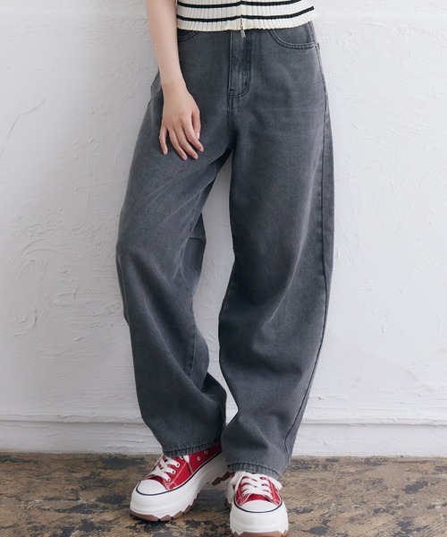 RETRO GIRL（レトロガール）の「カーブデニムPT（デニムパンツ・レディース・ケミカルウォッシュ/ブルー系その他5/ブラック/ブルー・FREE）」の2枚目の写真
