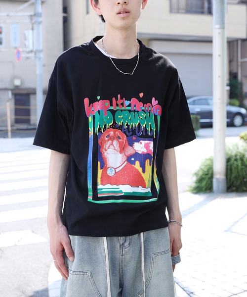 HOOK(フック)の「HOOK -original- 「NO CRUSH」Y2Kプリント半袖TEE (SS) (LR)(Tシャツ/カットソー・メンズ・R/F/E/I/H/G/Q/P/O/N/M/L/J/A/B/C/D・L/M/XL)」の3枚目の写真