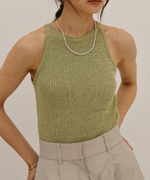 Reurie' | アメリカンスリーブメランジニット / original american sleeve melange knit アメスリニット ホルターネック メランジニット ノースリーブ キャミソール ライム イエロー グリーン ブラウン ベージュ ブラック(タンクトップ)