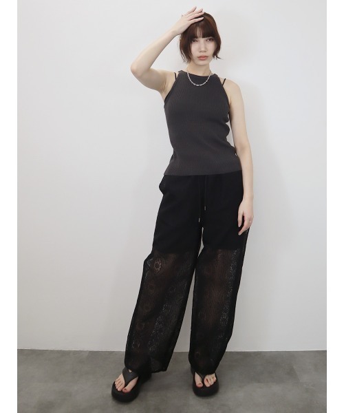 Reurie'（レウリィ）の「【5色展開／新色追加】アメリカンスリーブメランジニット / アメスリニット ホルターネック メランジニット ノースリーブ キャミソール 大人カジュアル ヘルシー シンプル モード 韓国（タンクトップ・レディース・ブラウン/ライム/ブラック/チャコールグレー/ピンク・FREE）」の16枚目の写真