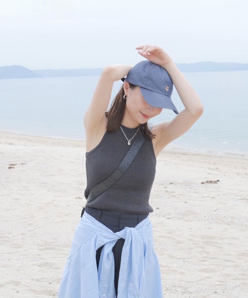 Reurie'（レウリィ）の「【5色展開／新色追加】アメリカンスリーブメランジニット / アメスリニット ホルターネック メランジニット ノースリーブ キャミソール 大人カジュアル ヘルシー シンプル モード 韓国（タンクトップ・レディース・ブラウン/ライム/ブラック/チャコールグレー/ピンク・FREE）」の20枚目の写真