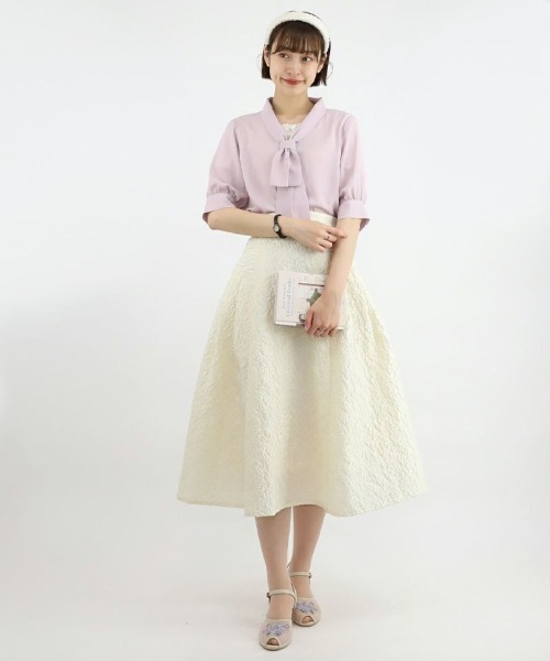 an another angelus(アンアナザーアンジェラス)の「ふくれジャガードサイドタックスカート/ananotherangelus(スカート・レディース・クリーム/ミント・FREE)」の3枚目の写真