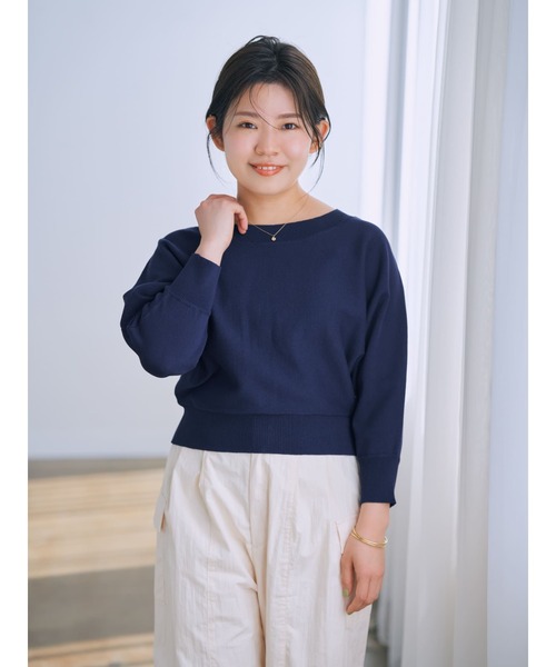 セール】ボートネックドルマンニットプルオーバー【低身長・小柄女性