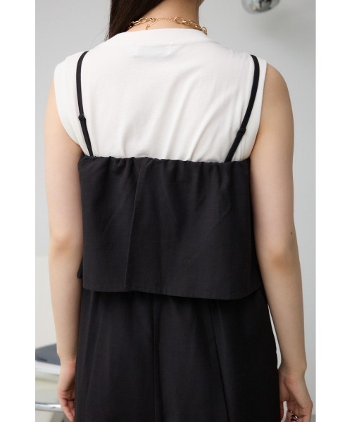 AZUL by moussy（アズールバイマウジー）の「レイヤードデザインサロペット（サロペット/オーバーオール・レディース・ライトグレー/ブラック・SMALL/MEDIUM）」の3枚目の写真