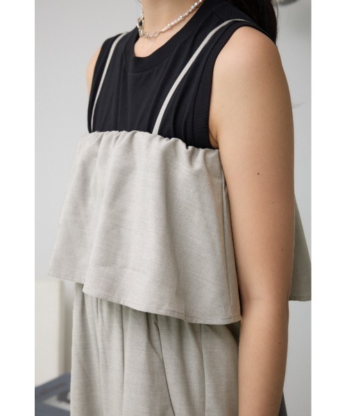 AZUL by moussy（アズールバイマウジー）の「レイヤードデザインサロペット（サロペット/オーバーオール・レディース・ライトグレー/ブラック・SMALL/MEDIUM）」の17枚目の写真