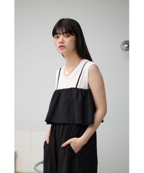 AZUL by moussy（アズールバイマウジー）の「レイヤードデザインサロペット（サロペット/オーバーオール・レディース・ライトグレー/ブラック・SMALL/MEDIUM）」の21枚目の写真
