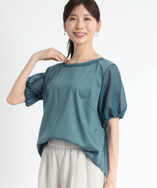 Reflect（リフレクト）の「◆【SALE／接触冷感／マシンウォッシュ可】シアースリーブカットソー（Tシャツ/カットソー・レディース・ブラック/ブルーグリーン/オフホワイト・09/05/07/11/13/15 /17）」の3枚目の写真