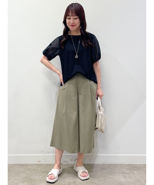 Reflect（リフレクト）の「◆【SALE／接触冷感／マシンウォッシュ可】シアースリーブカットソー（Tシャツ/カットソー・レディース・ブラック/ブルーグリーン/オフホワイト・09/05/07/11/13/15 /17）」の6枚目の写真