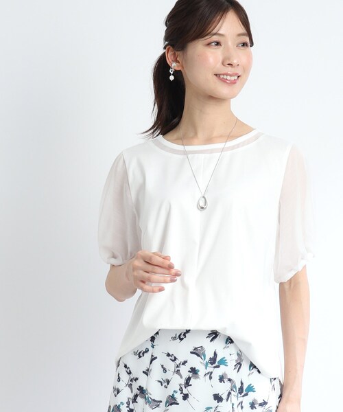 Reflect（リフレクト）の「◆【SALE／接触冷感／マシンウォッシュ可】シアースリーブカットソー（Tシャツ/カットソー・レディース・ブラック/ブルーグリーン/オフホワイト・09/05/07/11/13/15 /17）」の16枚目の写真
