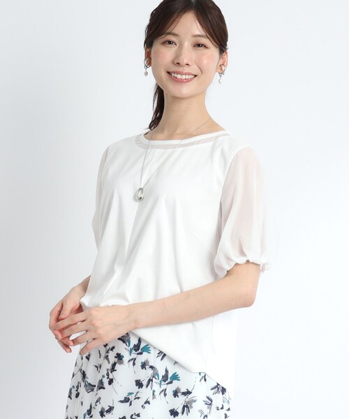 Reflect（リフレクト）の「◆【SALE／接触冷感／マシンウォッシュ可】シアースリーブカットソー（Tシャツ/カットソー・レディース・ブラック/ブルーグリーン/オフホワイト・09/05/07/11/13/15 /17）」の17枚目の写真