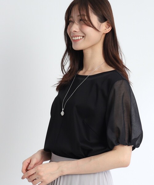 Reflect（リフレクト）の「◆【SALE／接触冷感／マシンウォッシュ可】シアースリーブカットソー（Tシャツ/カットソー・レディース・ブラック/ブルーグリーン/オフホワイト・09/05/07/11/13/15 /17）」の21枚目の写真