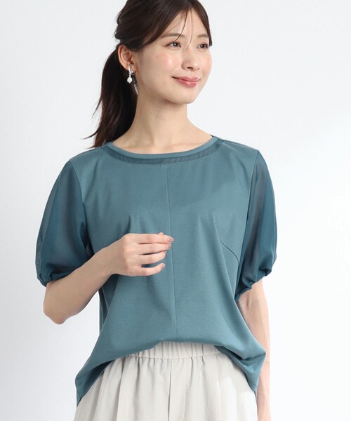 Reflect（リフレクト）の「◆【SALE／接触冷感／マシンウォッシュ可】シアースリーブカットソー（Tシャツ/カットソー・レディース・ブラック/ブルーグリーン/オフホワイト・09/05/07/11/13/15 /17）」の13枚目の写真