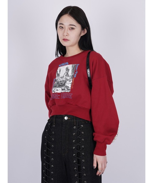 PAMEO POSE(パメオポーズ)の「Ghost of a Skeleton Sweat Shirts(スウェット・レディース・ワイン/チャコールグレー/ベージュ・FREE)」の4枚目の写真