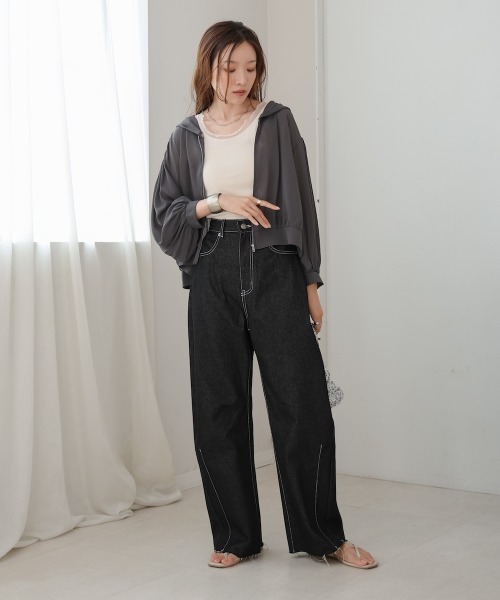 Bab（バブ）の「フード付きジップシアーブルゾン（ブルゾン・レディース・ベージュ/チャコールグレー/ピンク・M）」の22枚目の写真