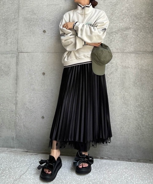 VISION STREET WEAR（ヴィジョンストリートウェア）の「【VISION STREET WEAR】スポーツハーフZIPスウェット《洗濯機で洗える》（Tシャツ/カットソー・レディース・オフホワイト/ブルー・M）」の11枚目の写真