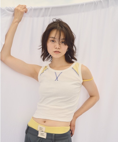 common gull products.(コモンガルプロダクツ)の「黄色いラグランタンク(タンクトップ・レディース・イエロー/オフホワイト・フリー)」の15枚目の写真
