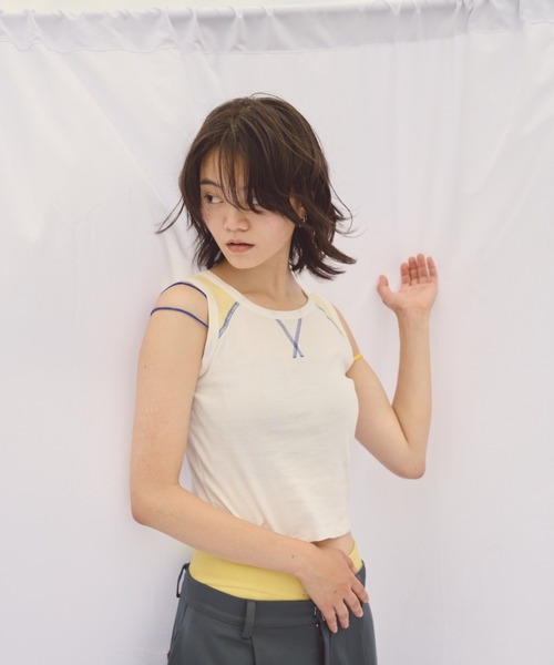 common gull products.(コモンガルプロダクツ)の「黄色いラグランタンク(タンクトップ・レディース・イエロー/オフホワイト・フリー)」の21枚目の写真