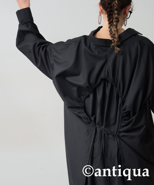 antiqua（アンティカ）の「ドロストギャザーシャツ（シャツ/ブラウス・レディース・ブラック・ONE SIZE）」の3枚目の写真