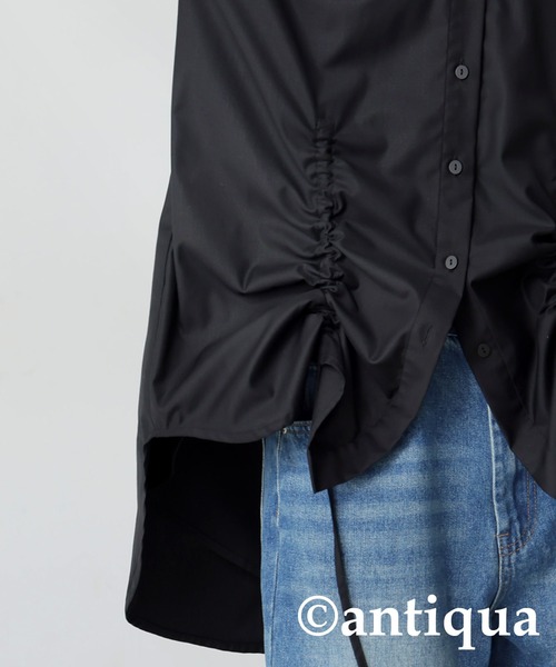 antiqua（アンティカ）の「ドロストギャザーシャツ（シャツ/ブラウス・レディース・ブラック・ONE SIZE）」の8枚目の写真