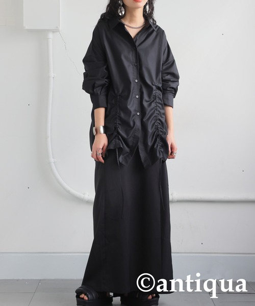 antiqua（アンティカ）の「ドロストギャザーシャツ（シャツ/ブラウス・レディース・ブラック・ONE SIZE）」の10枚目の写真