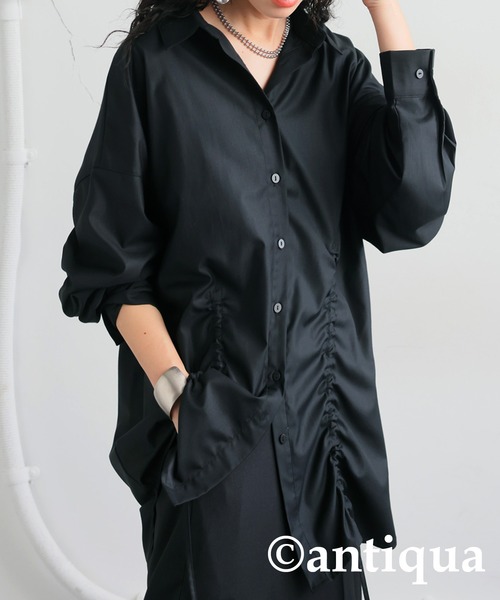 antiqua（アンティカ）の「ドロストギャザーシャツ（シャツ/ブラウス・レディース・ブラック・ONE SIZE）」の14枚目の写真