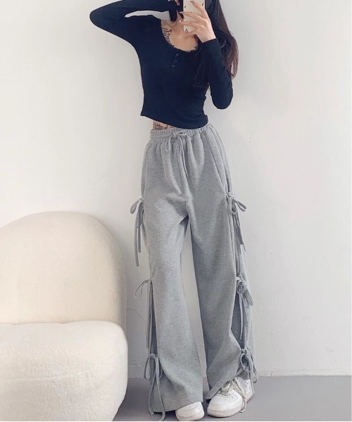 サイドリボンスウェットパンツ