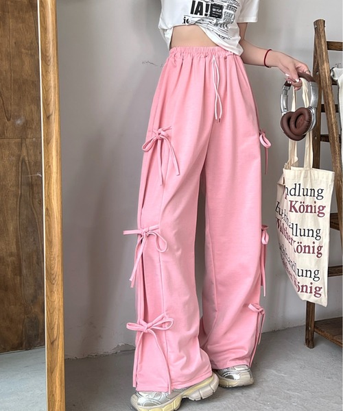 サイドリボンスウェットパンツ