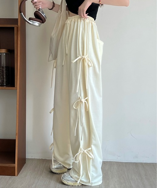 サイドリボンスウェットパンツ