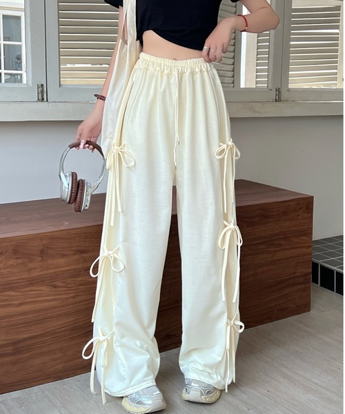 SHEENA（シーナ）の「サイドリボンスウェットパンツ（スウェットパンツ・レディース・ブラック/ピンク/グレー/クリーム・M）」の17枚目の写真