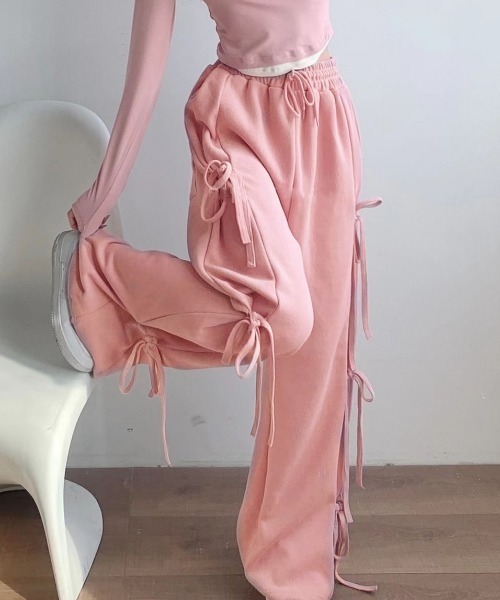 SHEENA（シーナ）の「サイドリボンスウェットパンツ（スウェットパンツ・レディース・ブラック/ピンク/グレー/クリーム・M）」の22枚目の写真