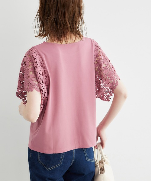 ROPE' PICNIC(ロペピクニック)の「新色追加/袖レースカットトップス/リンクコーデ(Tシャツ/カットソー・レディース・オフホワイト/ブルー/ブラック/ピンク系その他・38)」の8枚目の写真