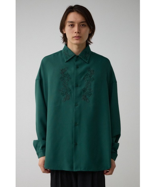 AZUL by moussy（アズールバイマウジー）の「グラデーション刺繍長袖シャツ（シャツ/ブラウス・メンズ・ブラック/オフホワイト/ダークグリーン・FREE）」の11枚目の写真