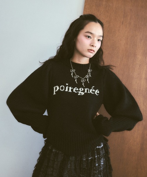 poiregnee（ポワニェ）の「ジャガードロゴニットプルオーバー（ニット/セーター・レディース・アイボリー/ライトブルー/ブラック・FREE）」の9枚目の写真