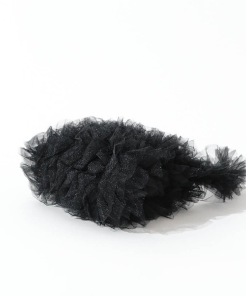 flower(フラワー)の「フリルチュールバッグ(ハンドバッグ・レディース・ブラック/アイボリー・FREE)」の4枚目の写真