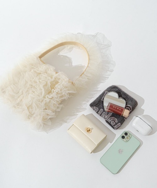 flower(フラワー)の「フリルチュールバッグ(ハンドバッグ・レディース・ブラック/アイボリー・FREE)」の16枚目の写真