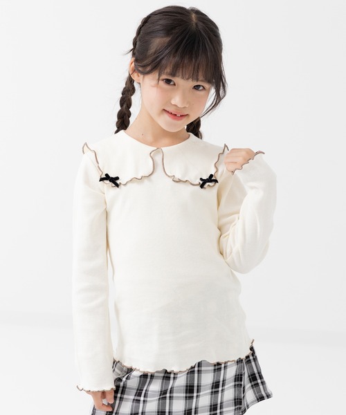 セール】ビッグカラーリブ長袖カットソー（Tシャツ/カットソー