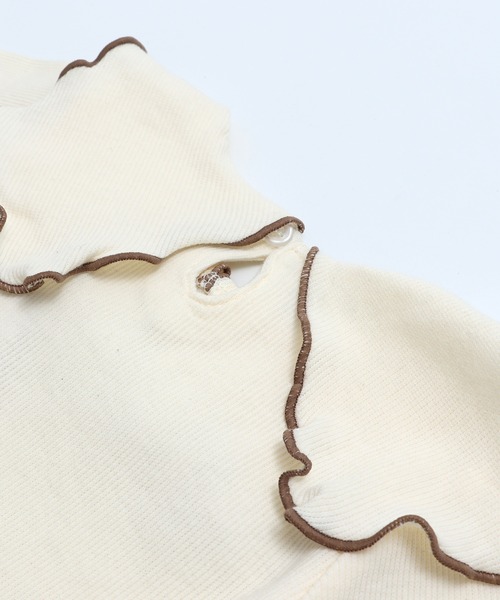 chil2（チルツー）の「ビッグカラーリブ長袖カットソー（Tシャツ/カットソー・キッズ・ブラック/クリーム/ピンク・80ｃｍ/90cm/100cm/110cm/120cm/130cm/140cm）」の10枚目の写真