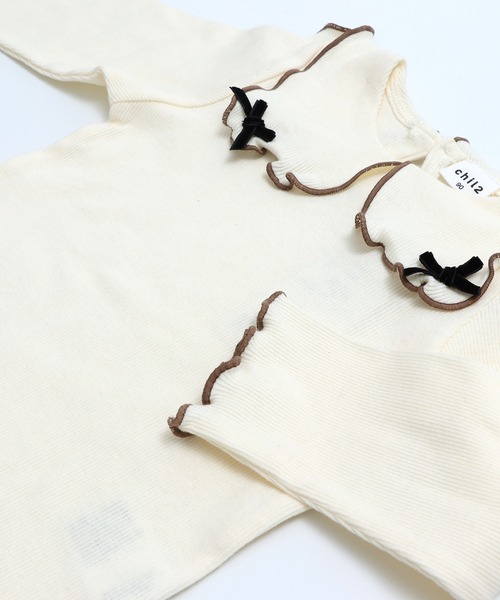 chil2（チルツー）の「ビッグカラーリブ長袖カットソー（Tシャツ/カットソー・キッズ・ブラック/クリーム/ピンク・80ｃｍ/90cm/100cm/110cm/120cm/130cm/140cm）」の15枚目の写真