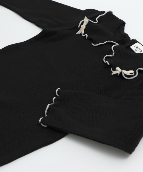 chil2（チルツー）の「ビッグカラーリブ長袖カットソー（Tシャツ/カットソー・キッズ・ブラック/クリーム/ピンク・80ｃｍ/90cm/100cm/110cm/120cm/130cm/140cm）」の16枚目の写真