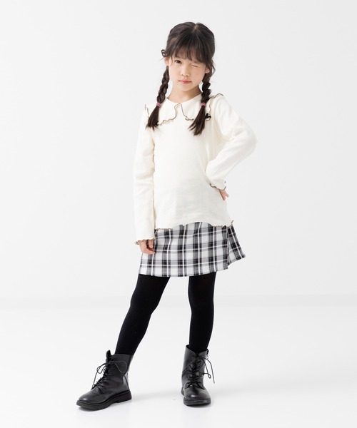 chil2（チルツー）の「ビッグカラーリブ長袖カットソー（Tシャツ/カットソー・キッズ・ブラック/クリーム/ピンク・80ｃｍ/90cm/100cm/110cm/120cm/130cm/140cm）」の4枚目の写真