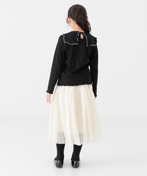 chil2（チルツー）の「ビッグカラーリブ長袖カットソー（Tシャツ/カットソー・キッズ・ブラック/クリーム/ピンク・80ｃｍ/90cm/100cm/110cm/120cm/130cm/140cm）」の18枚目の写真