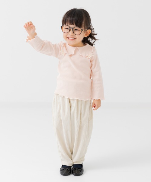 chil2（チルツー）の「ビッグカラーリブ長袖カットソー（Tシャツ/カットソー・キッズ・ブラック/クリーム/ピンク・80ｃｍ/90cm/100cm/110cm/120cm/130cm/140cm）」の20枚目の写真