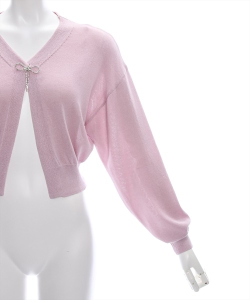 clear（クリア）の「ビジューリボン付きカーディガン [大人 カジュアル 着回し力抜群]≪再入荷≫（カーディガン/ボレロ・レディース・アイボリー/グレー/ピンク・F）」の15枚目の写真